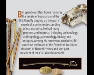 Wilber Hugh "Bill" Lee.  Areas of interest include Archaeology, Anthropology, Paleontology, American History, Louisiana History, Antiques, and Natural History.
