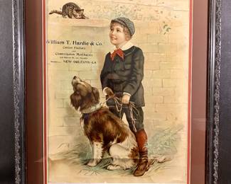 NEW ORLEANS chromolithograph advertisement for William T. Hardie Cotton Merchants.  25 x 20 outside framed size.