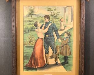 Circa 1903 chromolithograph "Home from the War", produced at the end of the Philippine-American War. Possibly by E. G. Renesch. 