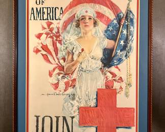 Circa 1919 lithograph by Howard Chandler Christy, American, 1872-1952.  35 x 25 outside framed size. “The Spirit of America”