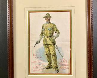 Circa 1899 Laflin & Rand Smokeless Powder Advertisement by Joseph Knapp.  20 x 16 outside framed size.