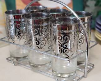 Drinking glasses in holder 