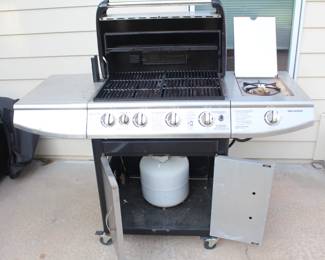 Charmglow infrared propane gas grill with side burner.