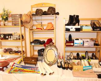 Hats, posters, pennants and mostly sizes 6 and 6 1/2 ladies' shoes.