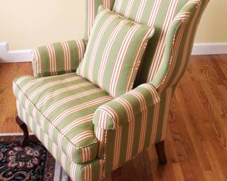 BUY IT NOW! $150.00 each. Wingback custom chair, claw foot with pillow. One of a pair.