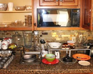 Baking items, glassware, toaster and more.