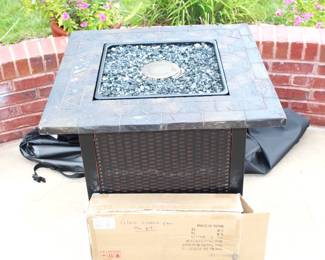 Fire pit with glass surround.