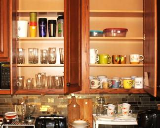 We have lots of mugs, dishes and cookware for sale.