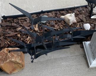 Vintage Modern Sculpture (Metal with Rock Base)