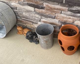 Planters and Galvanized Tub