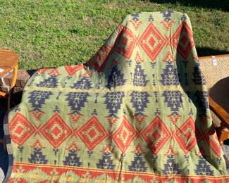 Old Southwestern Blanket with Quilt Backing 