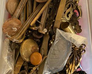 Assorted Brass Furniture Pulls, Handles and Hardware