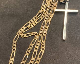 Sterling Necklace and Unmarked Cross