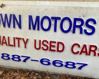 Vintage Town Motors Used Cars Sign Insert