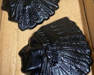 Figural Metal Indian Chief Wall Hangings