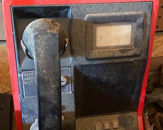 Unusual Red Push Button Pay Telephone