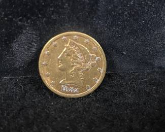 1882 Liberty Five Dollar Gold Coin
