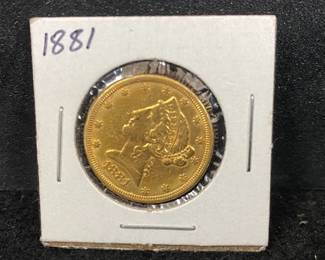 1881 Liberty Five Dollar Gold Coin