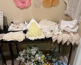 Crochet dollies and table clothes