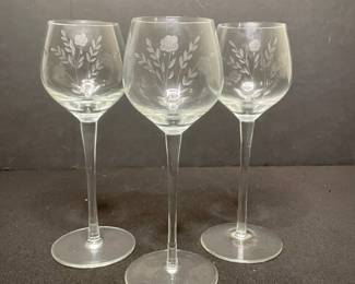 Crystal Stemmed Etched  wine glasses