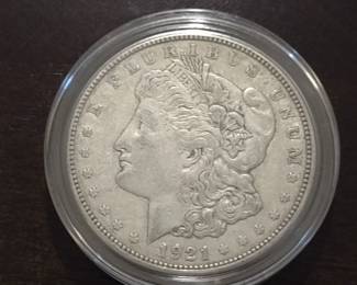 Example of 1921 Morgan silver dollar