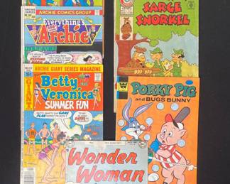 Archie, Wonder Woman,, and Porky Pig comic books