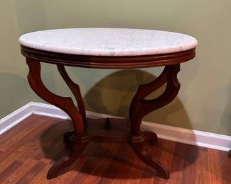 Antique Oval Marble top accent table