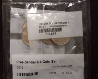 2015 $1  Eisenhower, Truman, Kennedy, Johnson Presidential 4 Coin Set - Uncirculated - 60 
