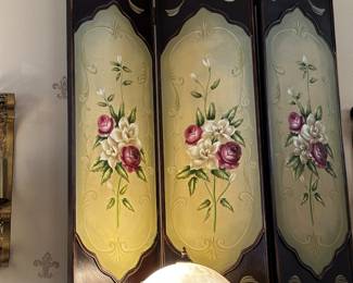 Vintage hand painted wood Screen
