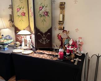 Beautiful screen, Art Deco style lamp, Christmas decor