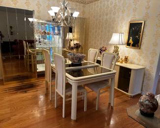 Matching dining set, side cabinet & mirrored cabinets