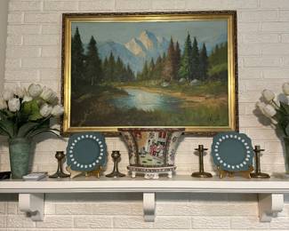 Landscape, Wedgewood and Asian cache pot