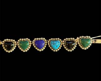 Sterling Silver Bracelet with Semi Precious Stones