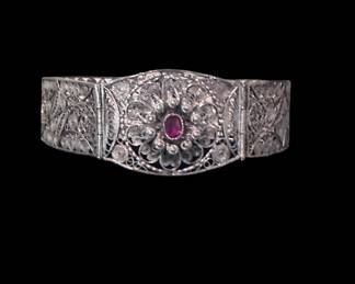Vintage Sterling Silver Filigree Bracelet made in Palestine.