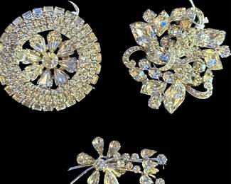 Assorted Vintage Crystal Brooches