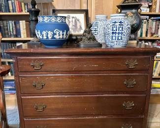 Chest with large Wedgewood urn