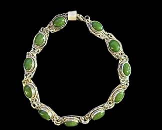 Sterling Silver & Jade Bracelet 