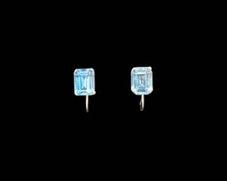 14K Gold Blue Topaz Earrings