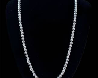 Long Sterling Silver Bead Necklace