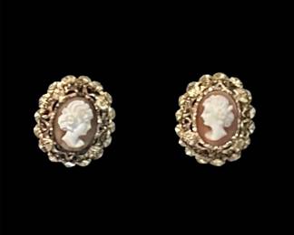 Sterling Silver with Gold Vermeil Cameo Earrings