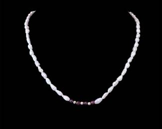 Pearl, Garnet, & 14K Gold Necklace
