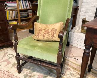 Velvet  upholstered side chair