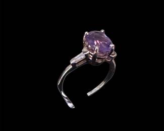 14K Gold Amethyst & Diamond RIng