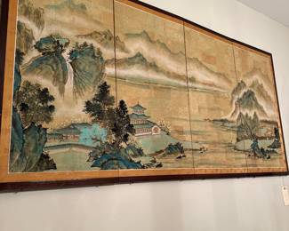 One of several Oriental silk screens