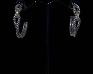 David Yurman 18K Gold & Sterling Silver Hoop Earrings. 1 of 2 photos.