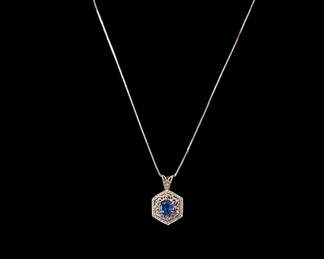 Blue Sapphire & 14K Gold Necklace