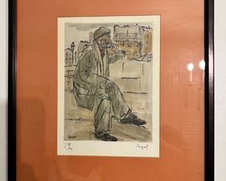 Sagan Dry Point Hand Colored Print 