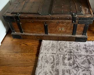 1800’s trunk with hand forged strap hinges