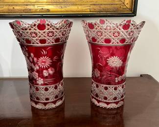 Victorian Cut to Clear vases