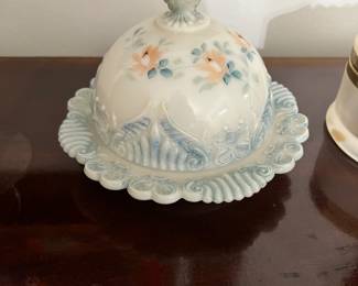Victorian Hand Painted Butter Dish